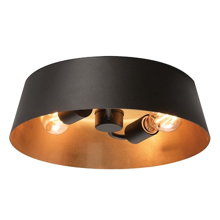 Lyric - 2-Light Flush Mount - Gold Finish - Black/Gold Shade